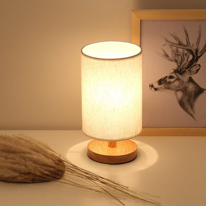 Simple and modern Nordic bedroom bedside lamp wooden dimmable LED warm light - Hearth & Lume