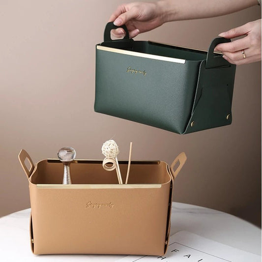 Nordic Desktop PU Leather Large Storage Box Folding - Hearth & Lume