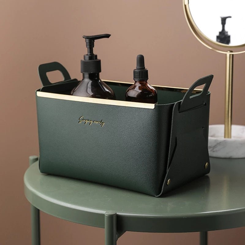 Nordic Desktop PU Leather Large Storage Box Folding - Hearth & Lume
