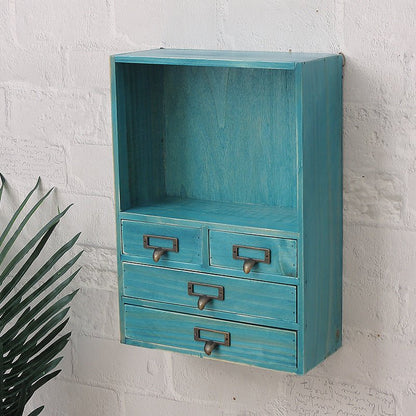 No Hole Wooden Wall Shelf Wall Decoration Wall Cabinet Creative Lattice Storage Cabinet Living Room Bedroom Storage Rack - Hearth & Lume