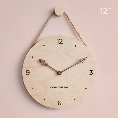 Wooden Sling Creative Wall Clock Nordic Home Living Room Clock Decoration - Hearth & Lume