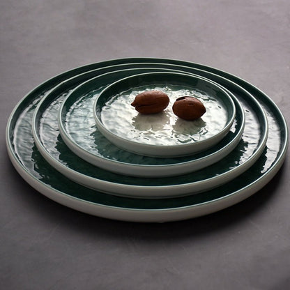 Gradient Emerald Steak Plate Stone Pattern Pasta Plate Western Plate Round Plate Restaurant Home - Hearth & Lume