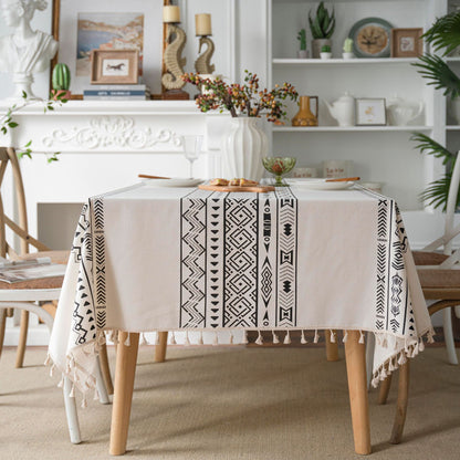 Geometric Black Tassel Rectangular Waterproof Table Cloth - Hearth & Lume