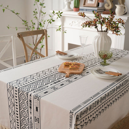 Geometric Black Tassel Rectangular Waterproof Table Cloth - Hearth & Lume