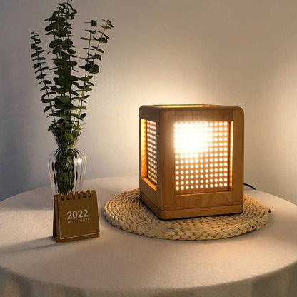 Solid Wood Bedroom Bedside Lamp Vintage Log Storm Lantern - Hearth & Lume