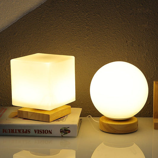 Nordic Solid Wood Decoration USB Table Lamp Bedroom - Hearth & Lume