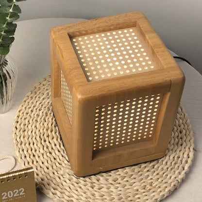 Solid Wood Bedroom Bedside Lamp Vintage Log Storm Lantern - Hearth & Lume