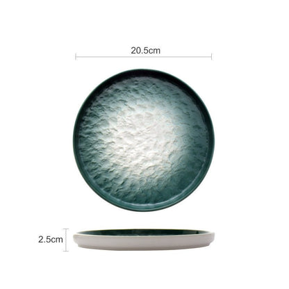 Gradient Emerald Steak Plate Stone Pattern Pasta Plate Western Plate Round Plate Restaurant Home - Hearth & Lume