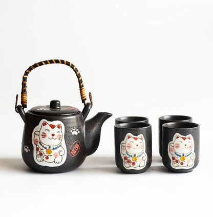 Creative Hand - painted Lucky Cat Ceramic Tea Set - Hearth & Lume