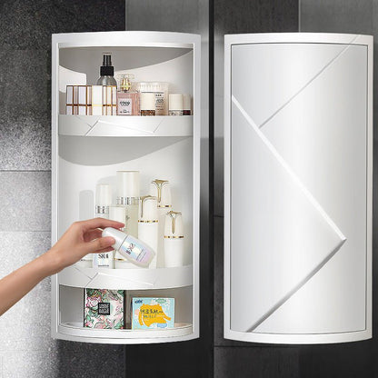 Rotatable Bathroom Makeup Organizer Corner Plastic Wall Mounted Storage Rack Box - Hearth & Lume