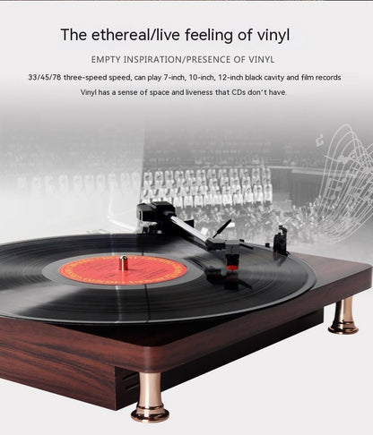 Vinyl Record Player Retro Mahogany Texture Phonograph - Hearth & Lume