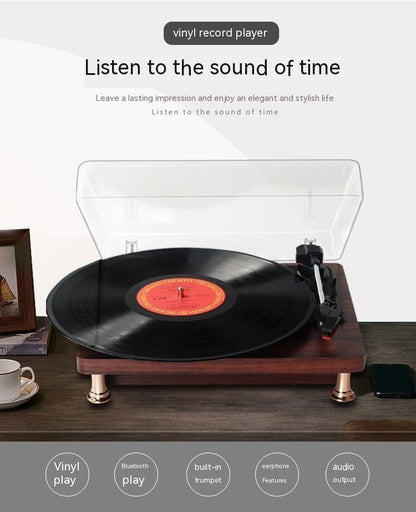 Vinyl Record Player Retro Mahogany Texture Phonograph - Hearth & Lume