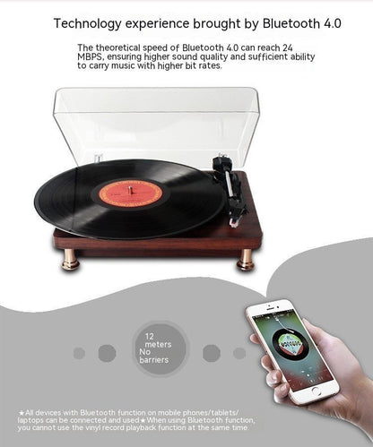 Vinyl Record Player Retro Mahogany Texture Phonograph - Hearth & Lume
