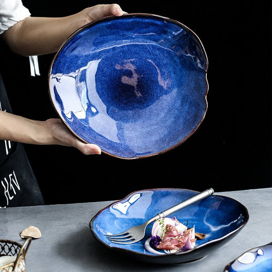 Western Dishes Household Ceramic Irregular Flat Plates - Hearth & Lume