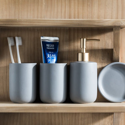 Solid Color Ceramic Bathroom Four - piece Set - Hearth & Lume