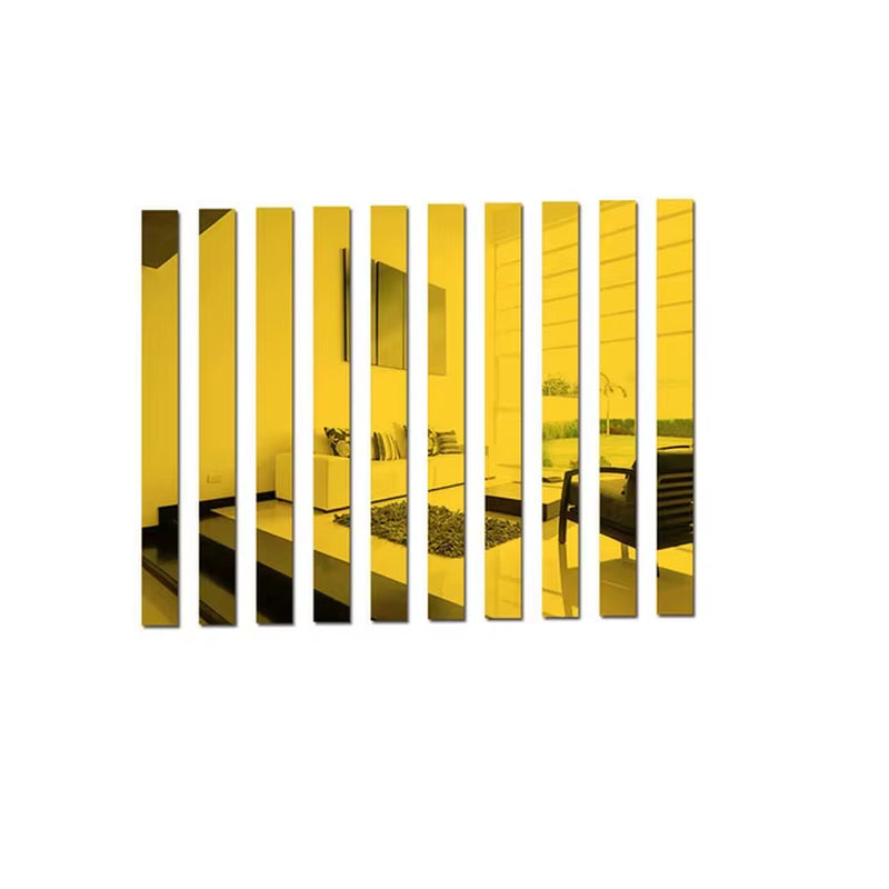 10Pcs Mirror Strips 3D Wall Stickers for Living Room Self Adhesive Acrylic Wall Stickers Room Decoration Waist Line Home Decor