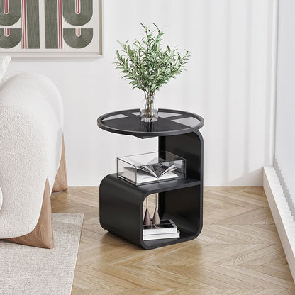 Simple Modern Round Tempered Glass Sofa Side Table - Hearth & Lume