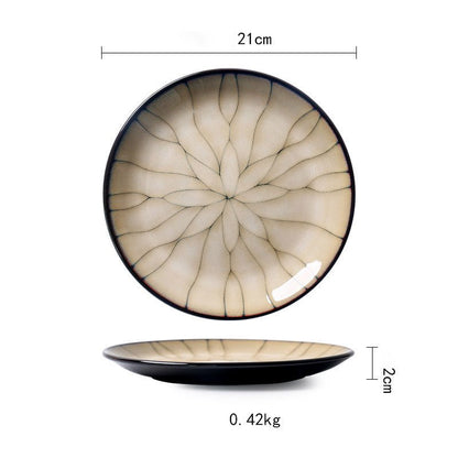 Ceramic Plate Flat Plate Creative Dish Plate Japanese Vintage Tableware - Hearth & Lume