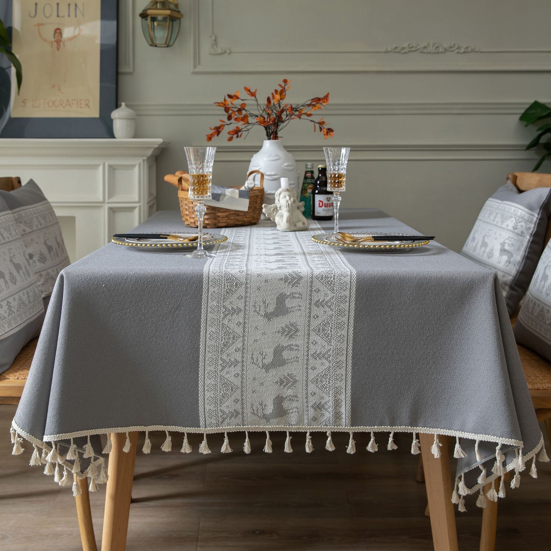 Table Cloth Cotton Christmas Deer Green - Hearth & Lume