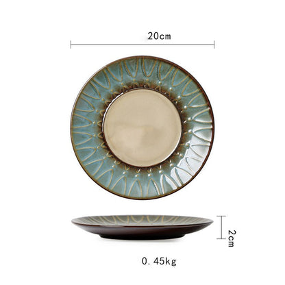 Ceramic Plate Flat Plate Creative Dish Plate Japanese Vintage Tableware - Hearth & Lume