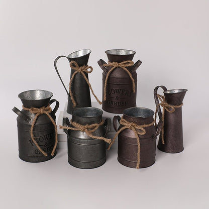Retro Distressed Iron Sheet Creative Decoration Vase - Hearth & Lume