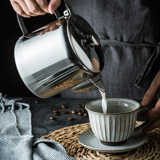 Pull teapot stainless steel coffee pot Hong Kong style milk teapot hand flush pot - Hearth & Lume