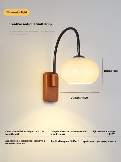 Bedside Wall Lamp Creative Retro Glass Wall LED Lamp - Hearth & Lume