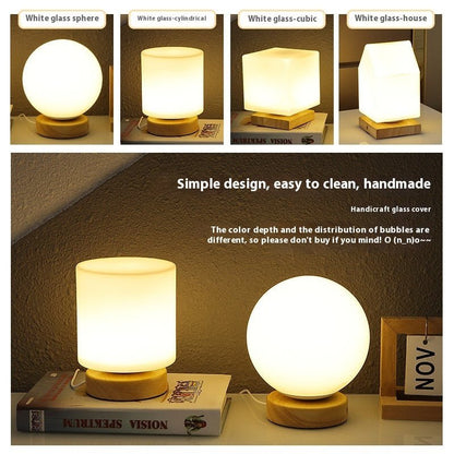 Nordic Solid Wood Decoration USB Table Lamp Bedroom - Hearth & Lume