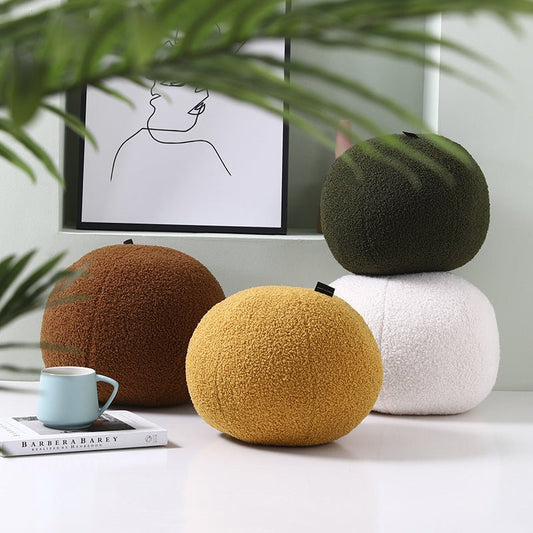 Round Velvet Soft Ball Sofa Pillow On Bay Window Bed - Hearth & Lume