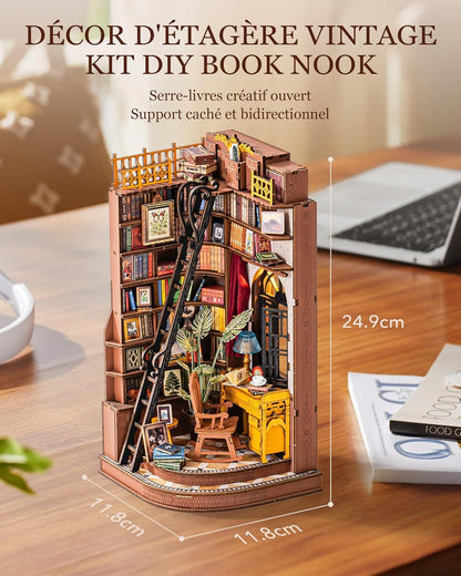 Rolife DIY Book Nook Kit - 3D Wooden Miniature Study Room With LED Lights - Hearth & Lume