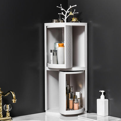 Rotatable Bathroom Makeup Organizer Corner Plastic Wall Mounted Storage Rack Box - Hearth & Lume