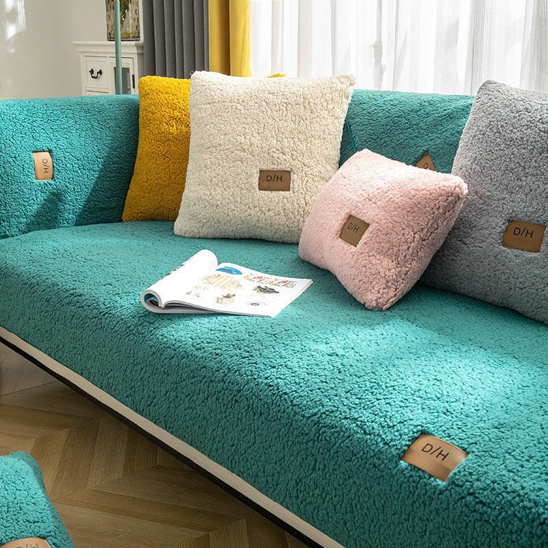 Thickened Fleece Non - slip Lambswool Sofa Cushion - Hearth & Lume