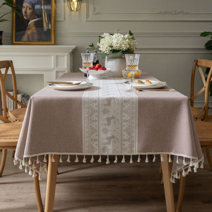 Table Cloth Cotton Christmas Deer Green - Hearth & Lume