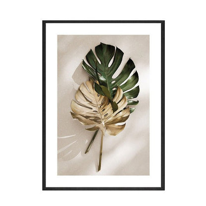 Green And Gold Leaves Nature Poster And Living Room Decor Printed Wall - Hearth & Lume