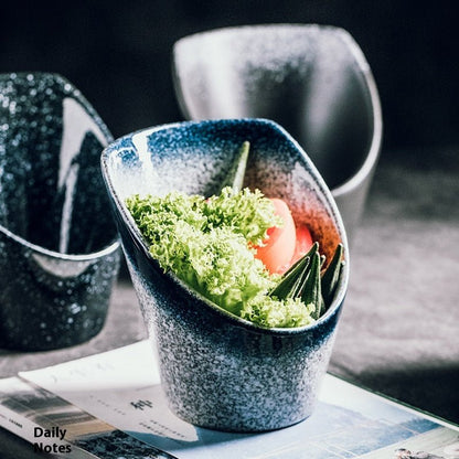 Household Salad Fruit Retro Creative Ceramic Oblique Bowl - Hearth & Lume
