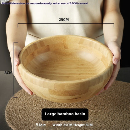Wooden Dough Basin Thick Bamboo Bowl - Hearth & Lume