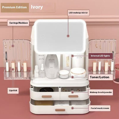 Practical High - end Cosmetics With Light Storage Box With Mirror - Hearth & Lume