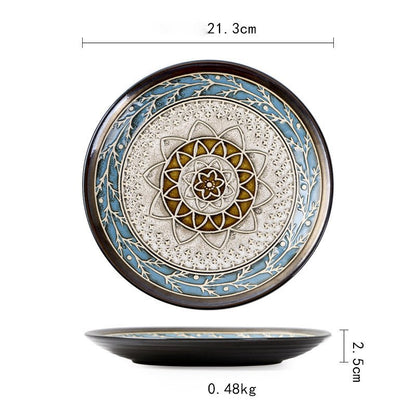 Ceramic Plate Flat Plate Creative Dish Plate Japanese Vintage Tableware - Hearth & Lume