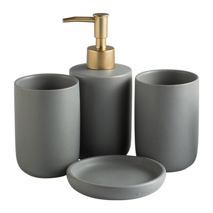Solid Color Ceramic Bathroom Four - piece Set - Hearth & Lume