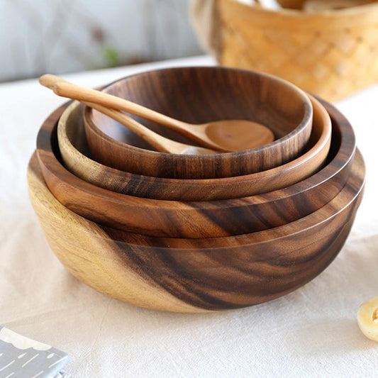 Kitchen Natural Wooden Bowl Household Fruit Bowl Salad Bowl - Hearth & Lume
