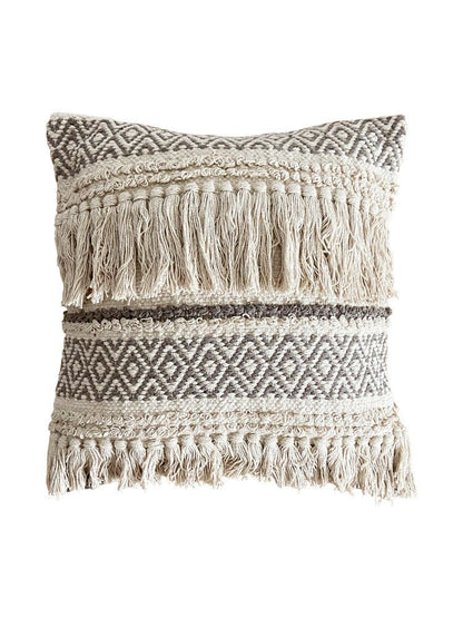 Handwoven Throw Pillow Cover With Tassel Beige Retro - Hearth & Lume