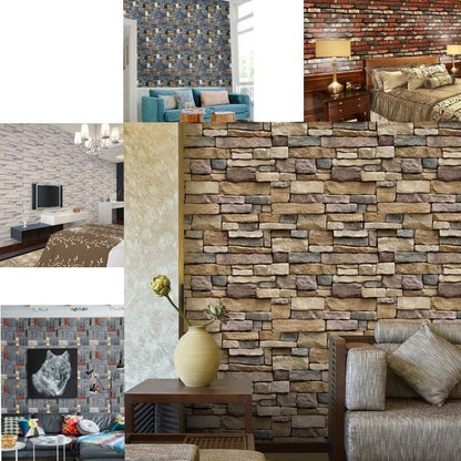 Stickers My House 3D Wall Paper Brick Stone Rustic Effect - Hearth & Lume