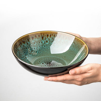 Vintage Green Ceramic 8 - inch Bowl Household Noodle Bowl - Hearth & Lume