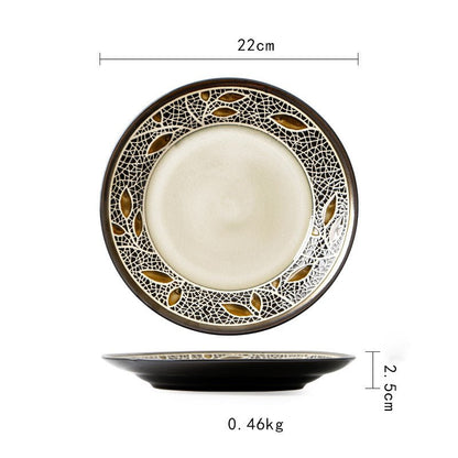 Ceramic Plate Flat Plate Creative Dish Plate Japanese Vintage Tableware - Hearth & Lume
