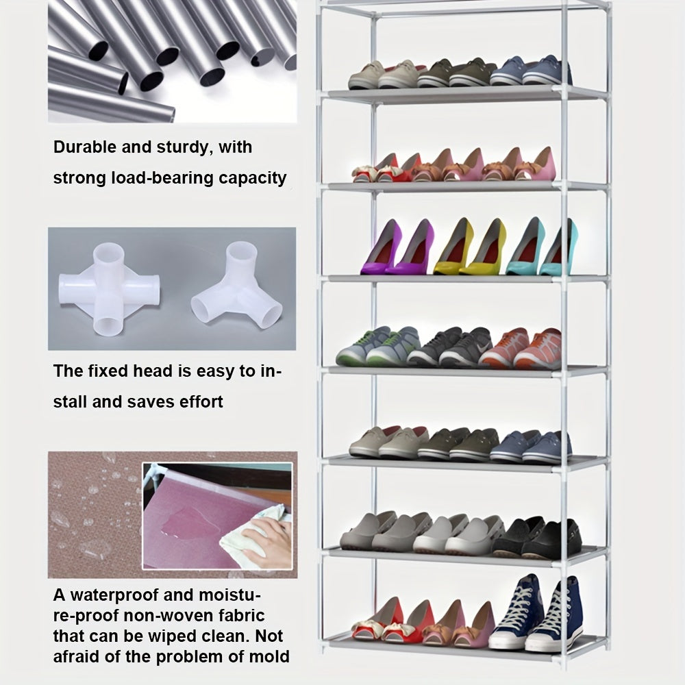 1 Set Of 10-layer Shoe Cabinet With Dust Cover, Easy To Assemble, Portable Shoe Cabinet, Suitable For Various Scenarios Such As Entrance, Storage Shelves, Etc