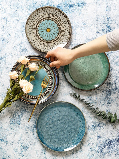 Ceramic Plate Flat Plate Creative Dish Plate Japanese Vintage Tableware - Hearth & Lume