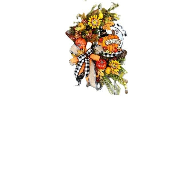 Wooden Sign Decoration Thanksgiving Sunflower Autumn Pumpkin Wreath - Hearth & Lume