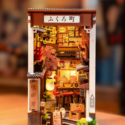 ROBOTIME DIY Book Nook Kit - Sakura Wine Alley With LED Lights - Hearth & Lume