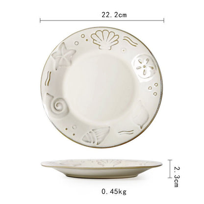 Ceramic Plate Flat Plate Creative Dish Plate Japanese Vintage Tableware - Hearth & Lume