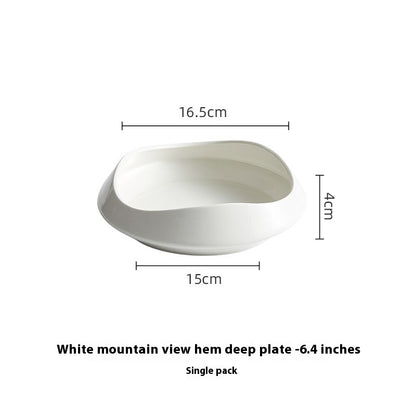 White Porcelain Tableware Guanshan Plate Household Ceramic Dishes - Hearth & Lume